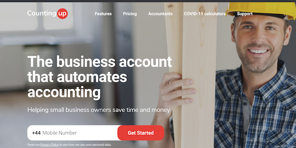 counting up business bank homepage